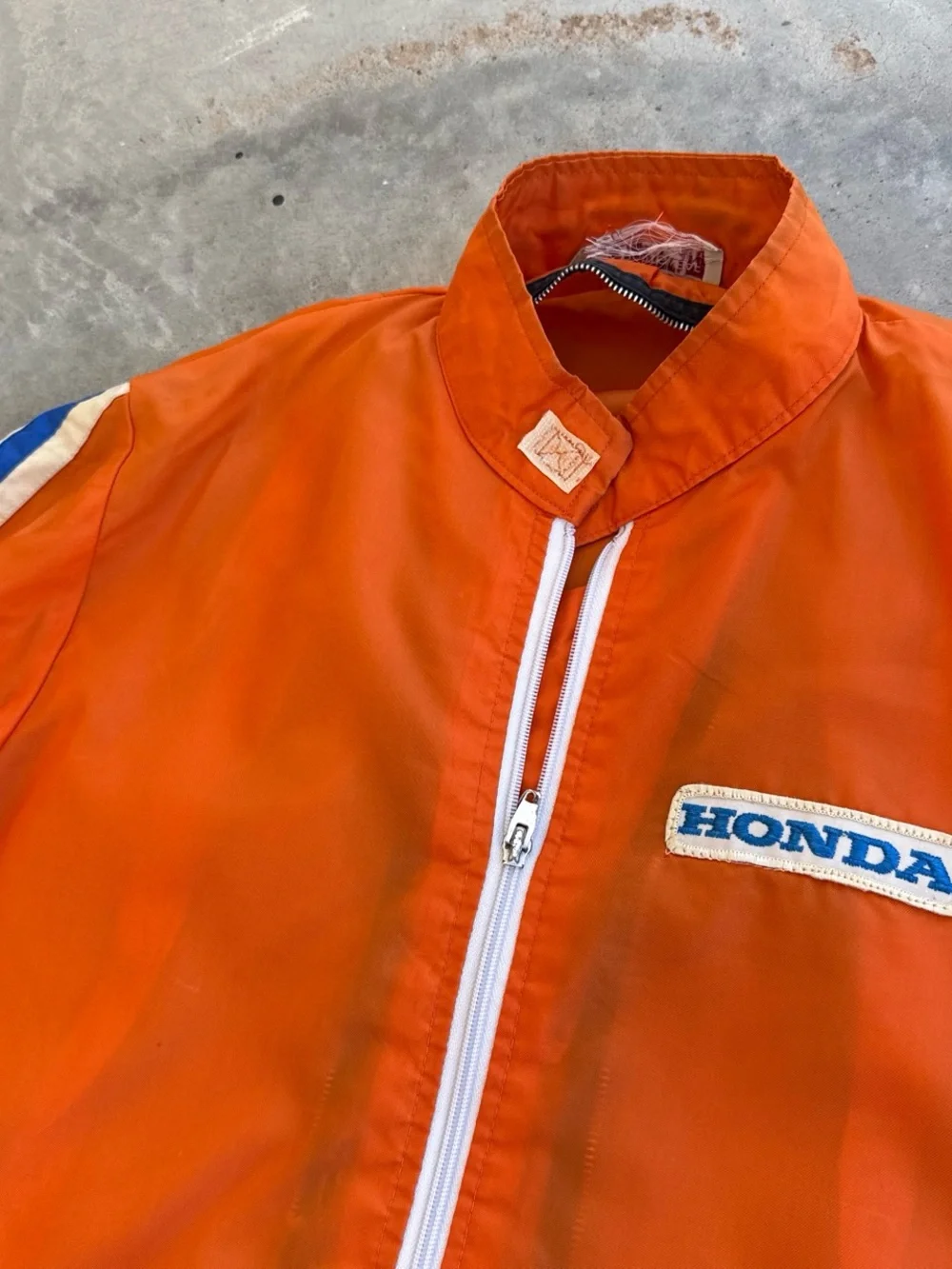 Vintage 60s Honda Motorcycle Racing Jacket Orange Striped